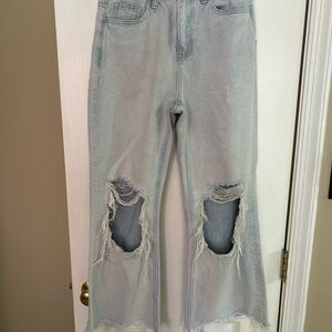 Altar'd State Light Blue Distressed Flare Jeans
